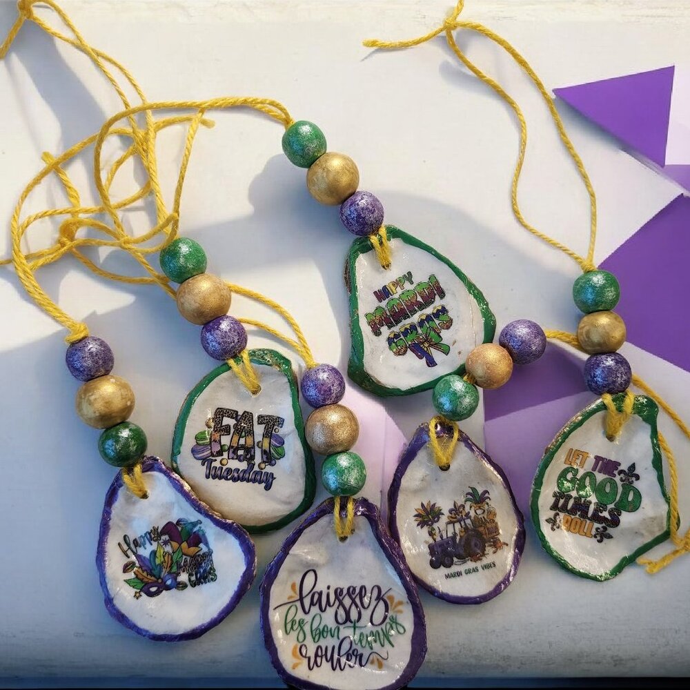 Set of 6 Mardi Gras Ornaments
